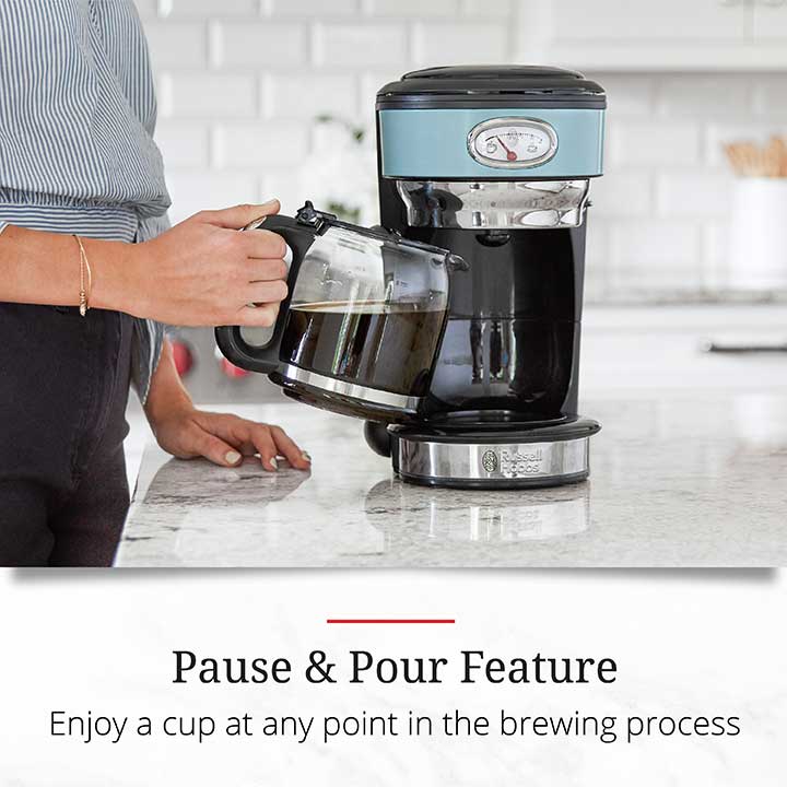 Retro Style 8 Cup Coffeemaker Blue Stainless Steel